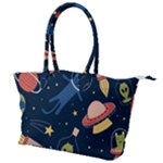 Seamless-pattern-with-funny-aliens-cat-galaxy Canvas Shoulder Bag