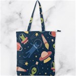 Seamless-pattern-with-funny-aliens-cat-galaxy Double Zip Up Tote Bag