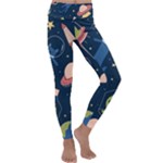 Seamless-pattern-with-funny-aliens-cat-galaxy Kids  Lightweight Velour Classic Yoga Leggings