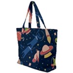 Seamless-pattern-with-funny-aliens-cat-galaxy Zip Up Canvas Bag