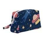 Seamless-pattern-with-funny-aliens-cat-galaxy Wristlet Pouch Bag (Medium)