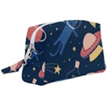 Seamless-pattern-with-funny-aliens-cat-galaxy Wristlet Pouch Bag (Large)