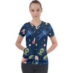 Seamless-pattern-with-funny-aliens-cat-galaxy Short Sleeve Zip Up Jacket