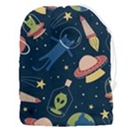 Seamless-pattern-with-funny-aliens-cat-galaxy Drawstring Pouch (3XL)