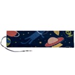 Seamless-pattern-with-funny-aliens-cat-galaxy Roll Up Canvas Pencil Holder (L)