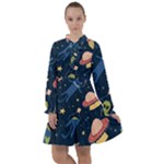 Seamless-pattern-with-funny-aliens-cat-galaxy All Frills Chiffon Dress