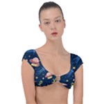 Seamless-pattern-with-funny-aliens-cat-galaxy Cap Sleeve Ring Bikini Top