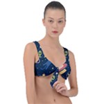 Seamless-pattern-with-funny-aliens-cat-galaxy Front Tie Bikini Top