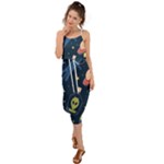 Seamless-pattern-with-funny-aliens-cat-galaxy Waist Tie Cover Up Chiffon Dress