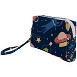 Seamless-pattern-with-funny-aliens-cat-galaxy Wristlet Pouch Bag (Small)