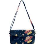 Seamless-pattern-with-funny-aliens-cat-galaxy Removable Strap Clutch Bag