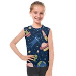 Seamless-pattern-with-funny-aliens-cat-galaxy Kids  Mesh Tank Top