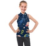 Seamless-pattern-with-funny-aliens-cat-galaxy Kids  Sleeveless Polo Tee