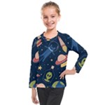 Seamless-pattern-with-funny-aliens-cat-galaxy Kids  Long Mesh Tee