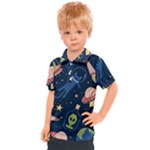 Seamless-pattern-with-funny-aliens-cat-galaxy Kids  Polo Tee