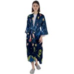 Seamless-pattern-with-funny-aliens-cat-galaxy Maxi Satin Kimono