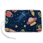 Seamless-pattern-with-funny-aliens-cat-galaxy Pen Storage Case (L)