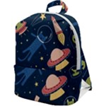 Seamless-pattern-with-funny-aliens-cat-galaxy Zip Up Backpack