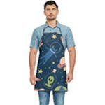 Seamless-pattern-with-funny-aliens-cat-galaxy Kitchen Apron