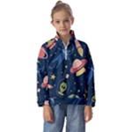 Seamless-pattern-with-funny-aliens-cat-galaxy Kids  Half Zip Hoodie