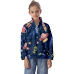 Seamless-pattern-with-funny-aliens-cat-galaxy Kids  Half Zip Hoodie