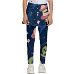 Seamless-pattern-with-funny-aliens-cat-galaxy Kids  Skirted Pants