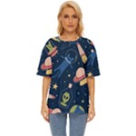 Seamless-pattern-with-funny-aliens-cat-galaxy Oversized Basic Tee
