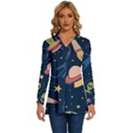 Seamless-pattern-with-funny-aliens-cat-galaxy Long Sleeve Drawstring Hooded Top