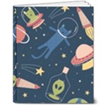 Seamless-pattern-with-funny-aliens-cat-galaxy 8  x 10  Hardcover Notebook