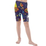 Vector Flat Space Design Background With Text Kids  Mid Length Swim Shorts