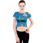 About-space-seamless-pattern Crew Neck Crop Top