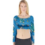 About-space-seamless-pattern Long Sleeve Crop Top