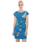 About-space-seamless-pattern Cap Sleeve Bodycon Dress