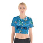 About-space-seamless-pattern Cotton Crop Top