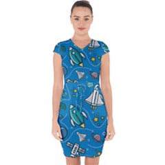 Capsleeve Drawstring Dress  
