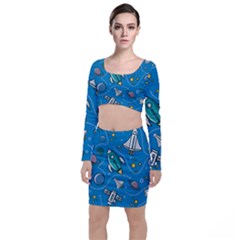 Long Sleeve Crop Top & Bodycon Skirt Set 