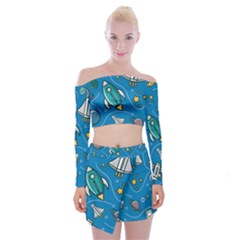 Off Shoulder Top with Mini Skirt Set 