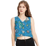 About-space-seamless-pattern V-Neck Cropped Tank Top