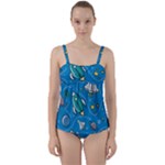 About-space-seamless-pattern Twist Front Tankini Set