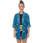 About-space-seamless-pattern Open Front Chiffon Kimono