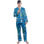 About-space-seamless-pattern Men s Long Sleeve Satin Pajamas Set