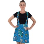 About-space-seamless-pattern Velvet Suspender Skater Skirt