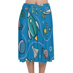 Velvet Flared Midi Skirt 