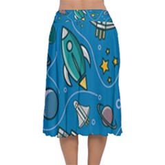 Velvet Flared Midi Skirt 
