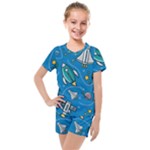 About-space-seamless-pattern Kids  Mesh Tee and Shorts Set