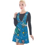 About-space-seamless-pattern Plunge Pinafore Velour Dress