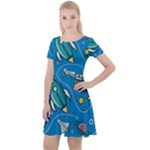 About-space-seamless-pattern Cap Sleeve Velour Dress 