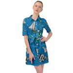 About-space-seamless-pattern Belted Shirt Dress