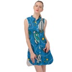 About-space-seamless-pattern Sleeveless Shirt Dress