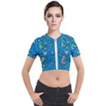 About-space-seamless-pattern Short Sleeve Cropped Jacket